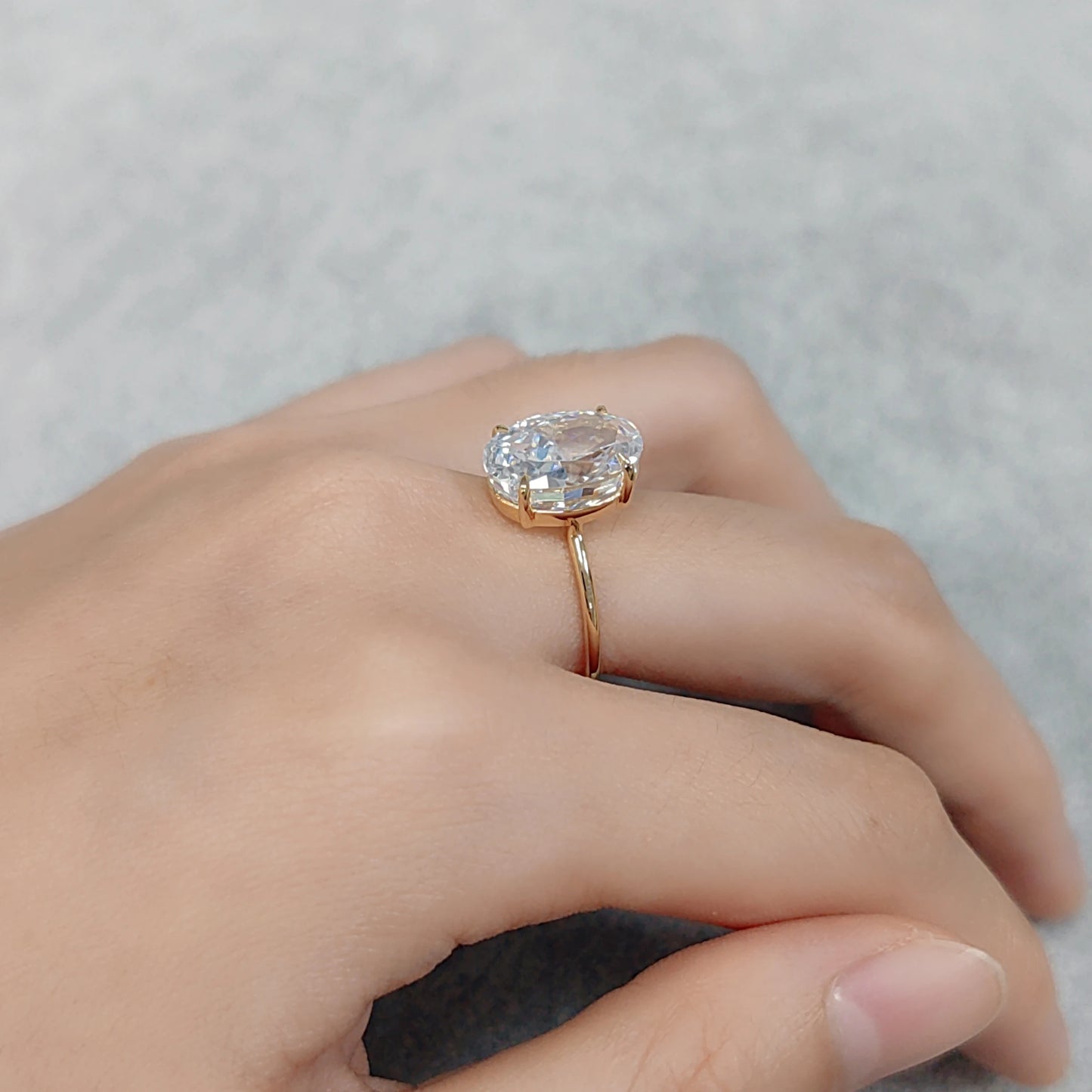 GEM'S BALLET Solid 9K 10K 14K 18K AU750 Engagement Rings Oval Radiant Cut Cubic Zirconia Diamond Fire Crushed Ice CZ Gold Ring