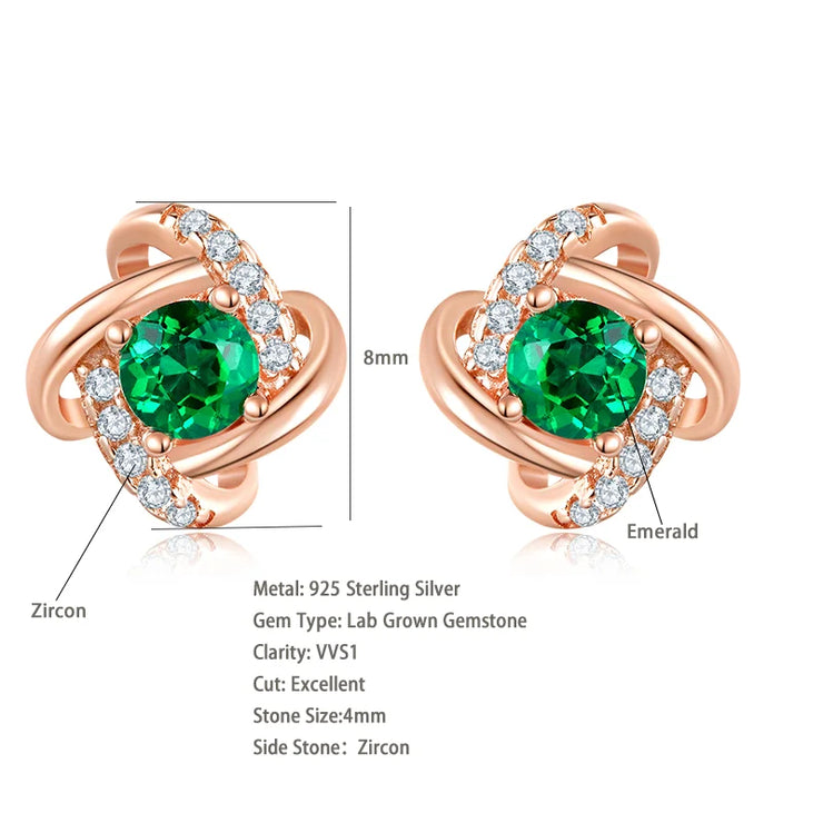 Lab Grown Sapphire/Emerald Vintage Stud Earrings