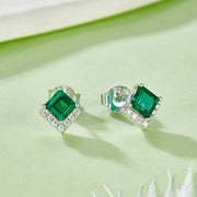 Lab Grown Sapphire/Emerald Vintage Stud Earrings