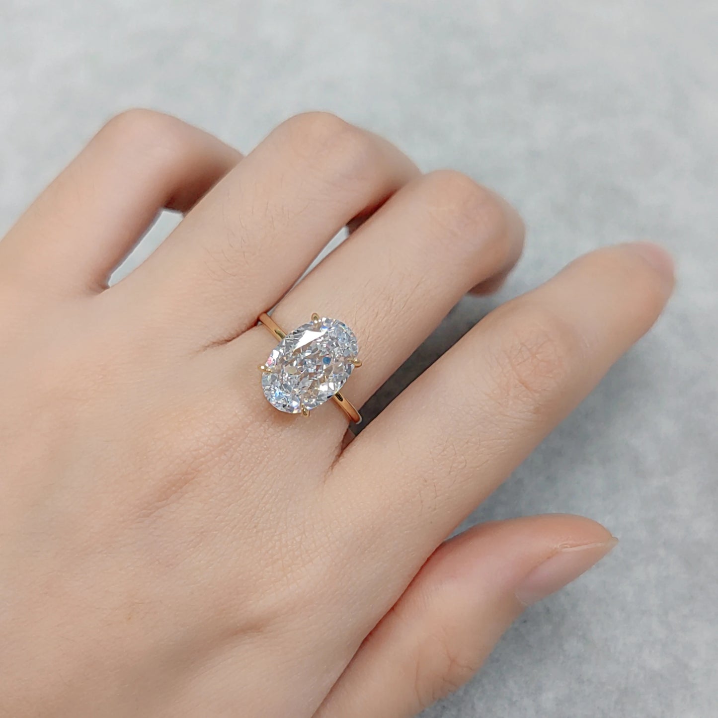 GEM'S BALLET Solid 9K 10K 14K 18K AU750 Engagement Rings Oval Radiant Cut Cubic Zirconia Diamond Fire Crushed Ice CZ Gold Ring