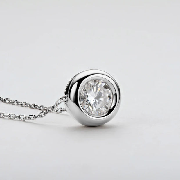 RAPRGOLD 925 Sterling Silver Ladies Necklaces 6.5mm/8mm/9mm Round Moissanite Pendant Necklace for Fine Fashion Jewelry Gifts