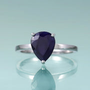 GEM'S BALLET Pear-Shaped Blue Sapphire Solitaire Ring