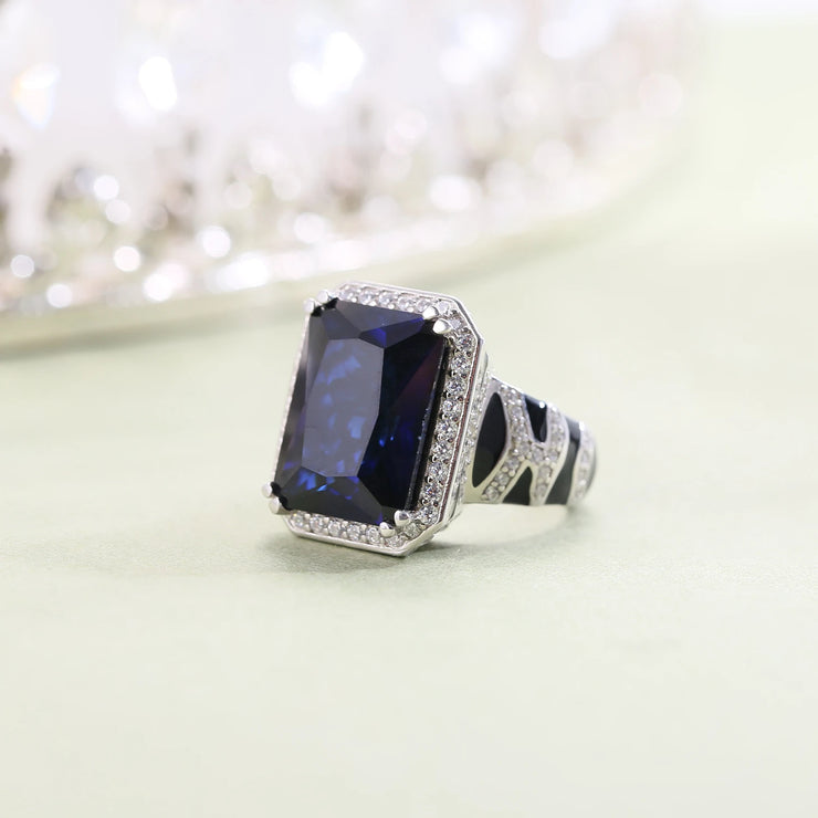 GEM'S BALLET Leopard Print Blue Sapphire Ring – Bold Statement Jewelry