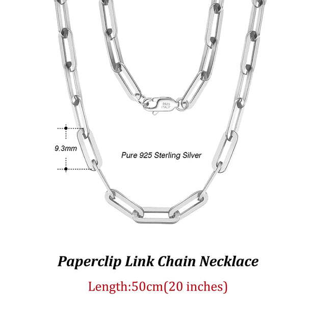 ORSA JEWELS 14K Gold Plated Genuine 925 Sterling Silver Paperclip Neck Chain 6/9.3/12mm Link Necklace for Women Men Jewelry SC39