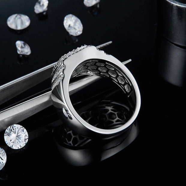 GEM'S BALLET Moissanite Men's Ice Out Ring – Bold & Sophisticated