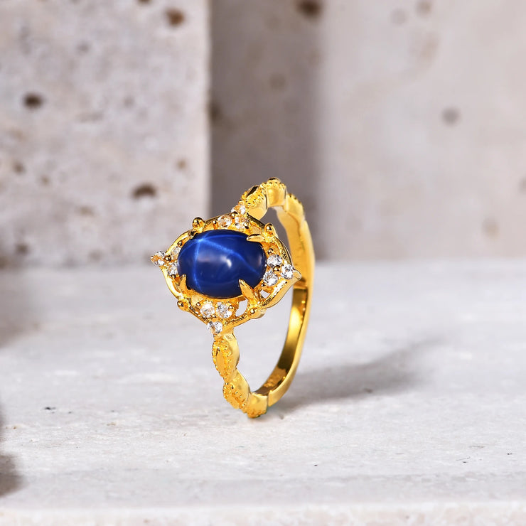 GEM'S BALLET Dainty Blue Lindy Star Sapphire Ring – Vintage Elegance