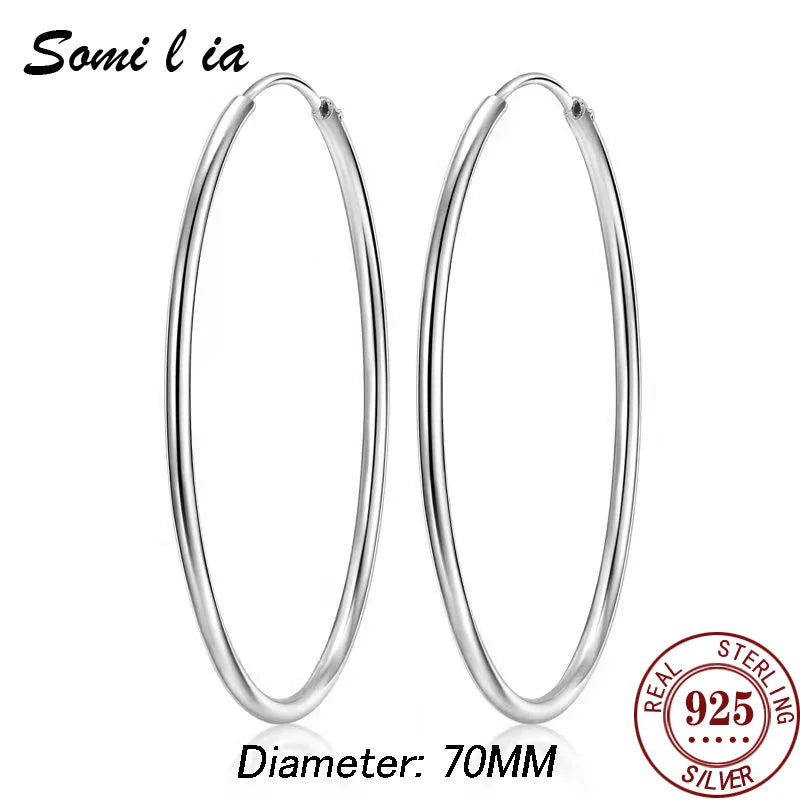 SOMILIA Platinum Big Hoop Earrings – Elegant & Versatile