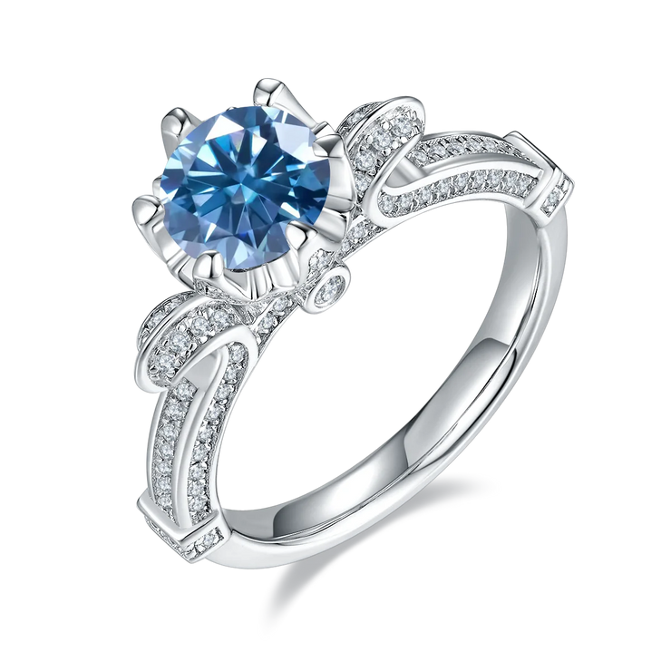 GEM'S BALLET 585 14K 10K 18K Gold 925 Silver Ring 1Ct D Color Antique Style Round Moissanite Engagement Ring For Women Wedding