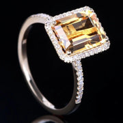 WEGARSTI Natural Yellow Citrine Silver Ring