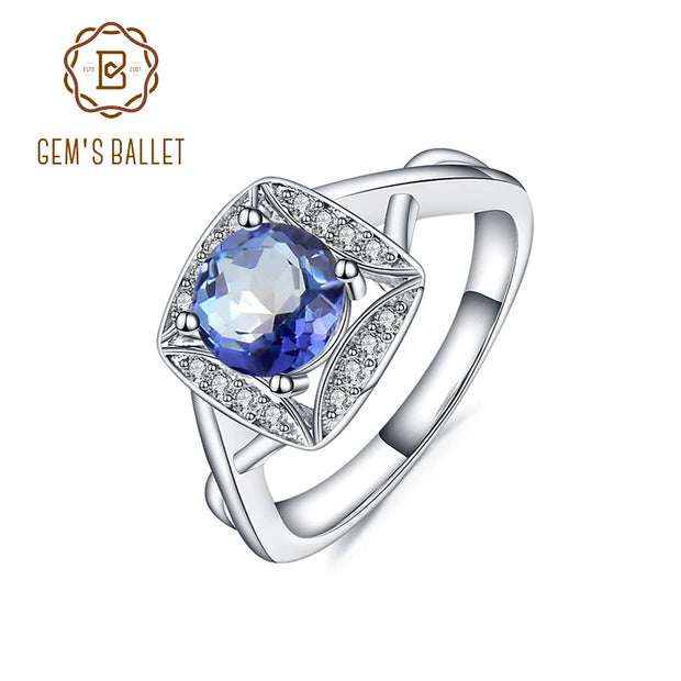 GEM'S BALLET 925 Sterling Silver Mystic Quartz Ring – A Romantic Touch