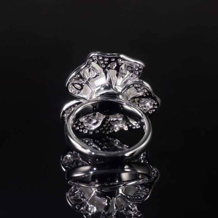 GEM'S BALLET Art Deco Freshwater Pearl Engagement Ring – Vintage Elegance