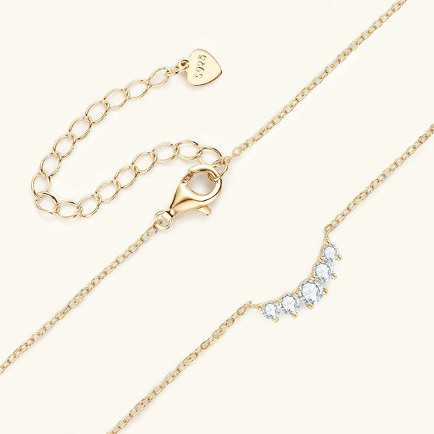 RAPRGOLD GRA Certified D Color Moissanite Smile Pendant Necklace for Women 925 Sterling Silver Chains Wedding Neck Jewelry Gifts