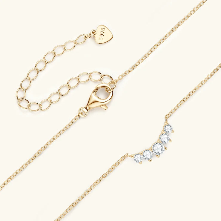 RAPRGOLD GRA Certified D Color Moissanite Smile Pendant Necklace for Women 925 Sterling Silver Chains Wedding Neck Jewelry Gifts