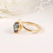 GEM'S BALLET 14K Gold Plated 925 Sterling Silver Curved Ring – Color Changing Alexandrite Engagement Ring