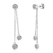 Sterling Silver Moissanite Tassel Stud Earrings