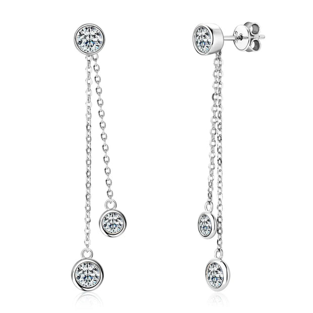 Sterling Silver Moissanite Tassel Stud Earrings
