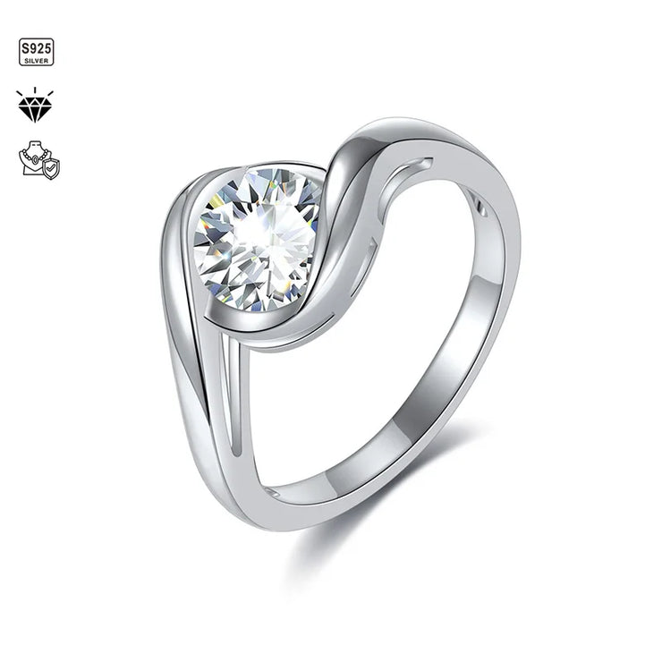 1pc s925 sterling silver with 1ct moissanite, comma ring, high end atmosphere for men and women. | Gifts for Mother | Gifts for