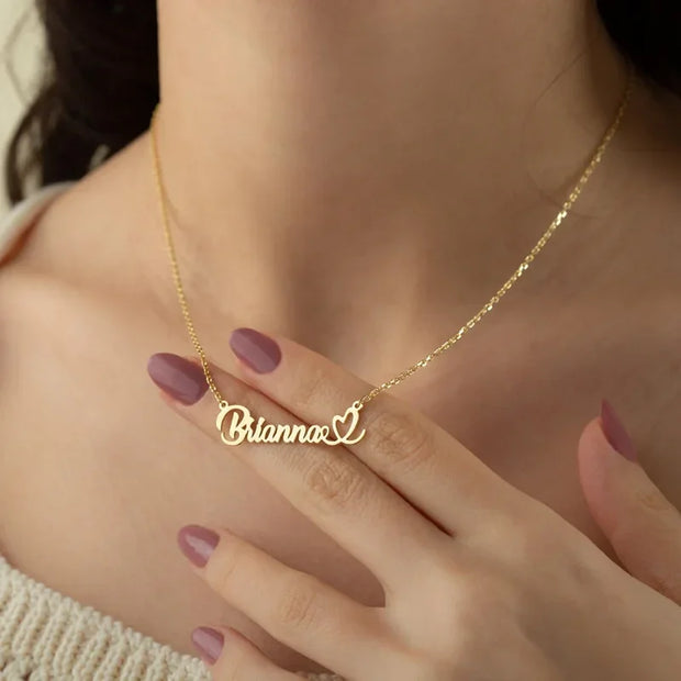 Stainless Steel Custom Name Necklaces With Heart Vintage Letter Choker Necklaces For Women Fashion Jewelry Valentine's Day Gifts