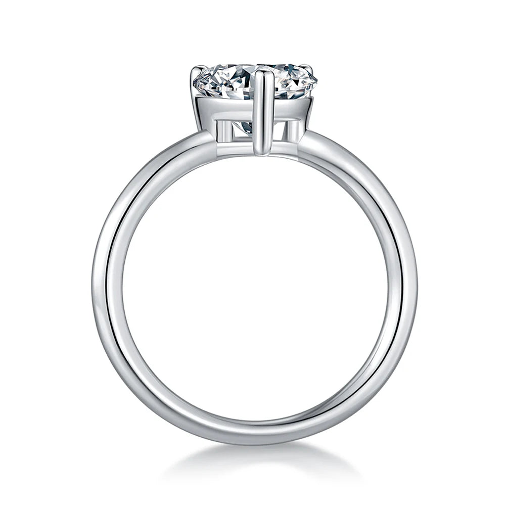 Emerald Cut Moissanite Ring in 925 Sterling Silver with 18K White Gold Plated