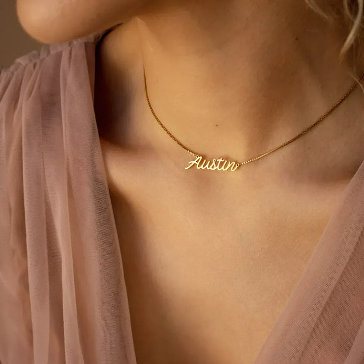 Personalized Name Necklace Stainless Steel Custom Jewelry Handmade Nameplate Pendant Box Chains Choker Women Men Christmas Gifts