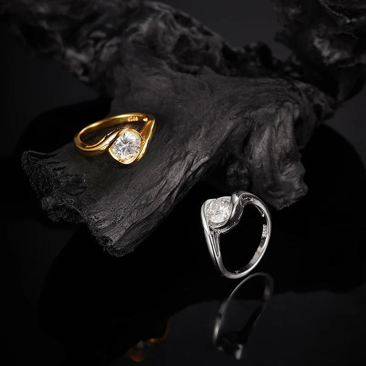 1pc s925 sterling silver with 1ct moissanite, comma ring, high end atmosphere for men and women. | Gifts for Mother | Gifts for