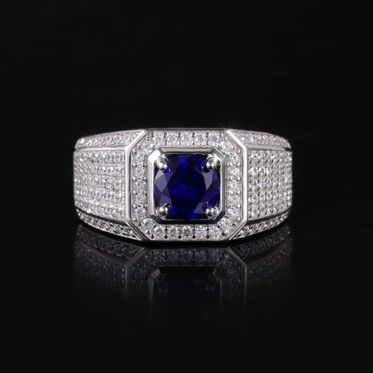 GEM'S BALLET 925 Sterling Silver Men's Cocktail Engagement Ring – Bold and Stylish