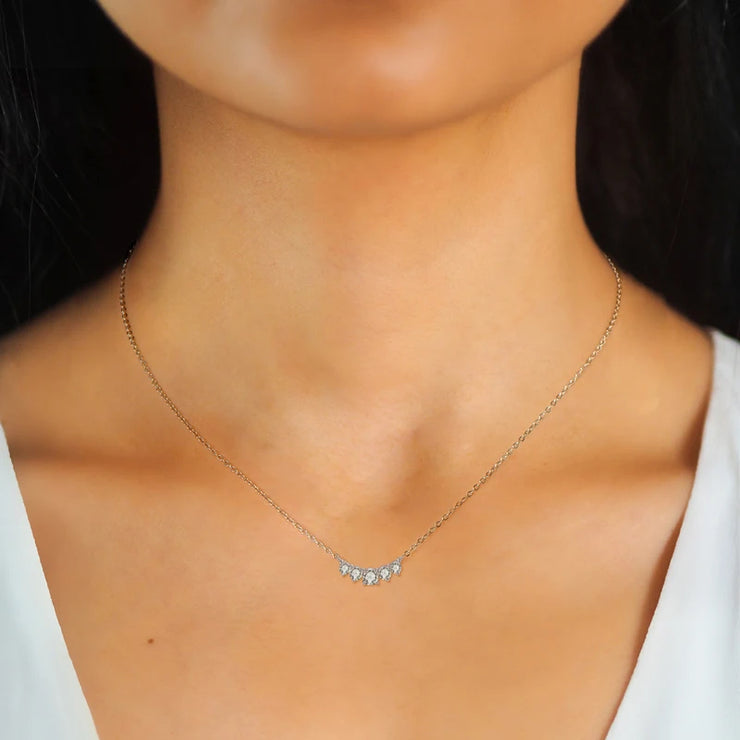 RAPRGOLD GRA Certified D Color Moissanite Smile Pendant Necklace for Women 925 Sterling Silver Chains Wedding Neck Jewelry Gifts