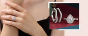 Newshe 2 Pieces 925 Sterling Silver Engagement Ring Enhancer Wedding Band for Women Pear Cut AAAAA Zircon Jewelry Size 4-13