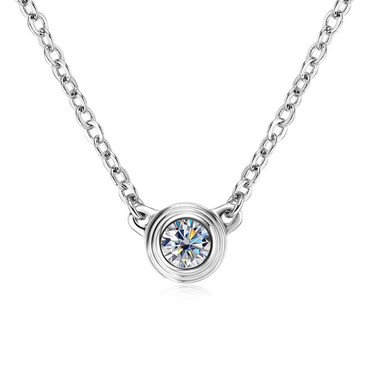 LumiGlow 3mm Moissanite Silver Pendant Necklace