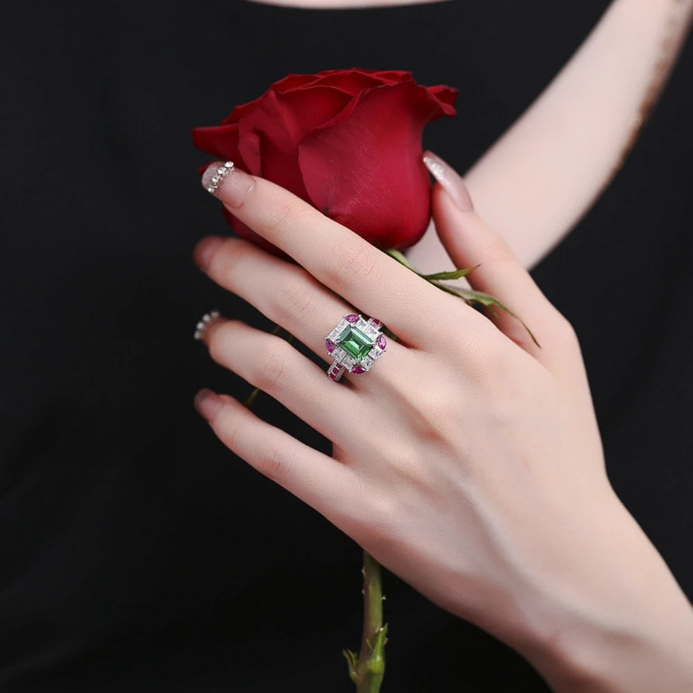 Wong Rain Vintage Emerald & High Carbon Diamond Ring