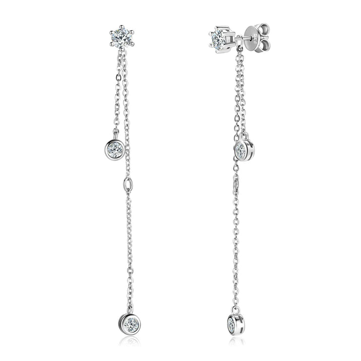 Sterling Silver Moissanite Tassel Stud Earrings