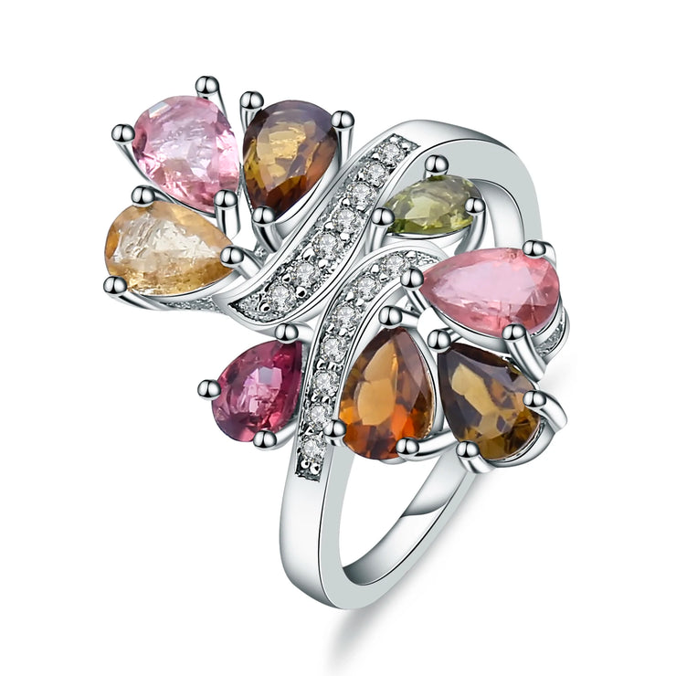 Gem's Ballet Natural Tourmaline 585 14K 10K 18K Gold 925 Silver Ring For Women Flower Wedding Engagement Jewelry Accessorie