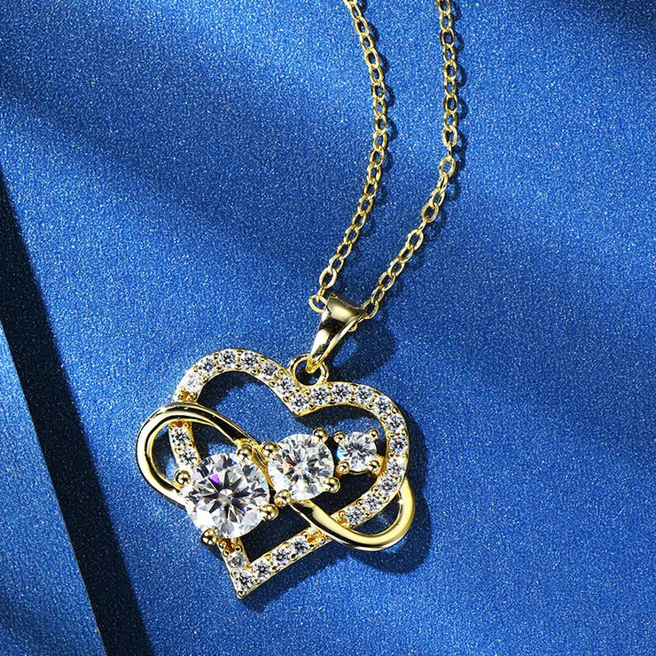 RAPRGOLD GRA Certified Moissanite Infinite Love Heart Pendant Necklace 925 Sterling Silver for Women Fine Jewelry Gifts cadena