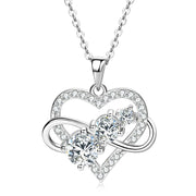 RAPRGOLD GRA Certified Moissanite Infinite Love Heart Pendant Necklace 925 Sterling Silver for Women Fine Jewelry Gifts cadena