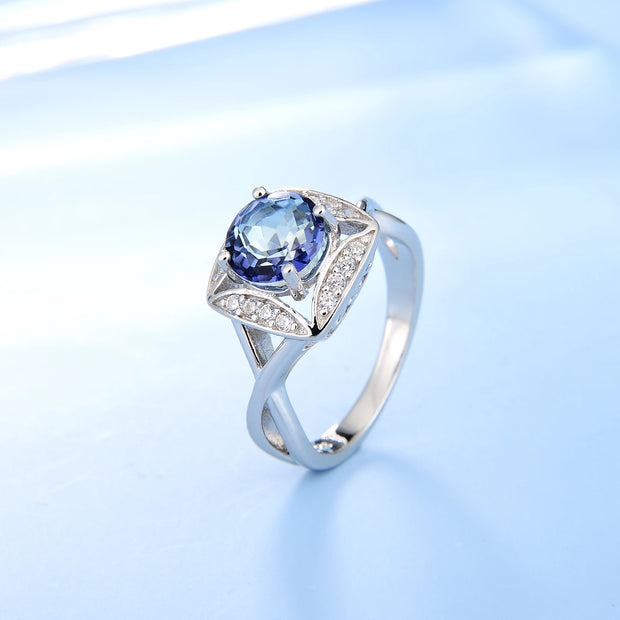 GEM'S BALLET 925 Sterling Silver Mystic Quartz Ring – A Romantic Touch