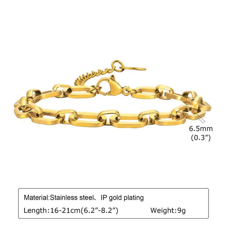 Chunky Paperclip Chain Necklace For Women, Stainless Steel 14k G0ld Plated