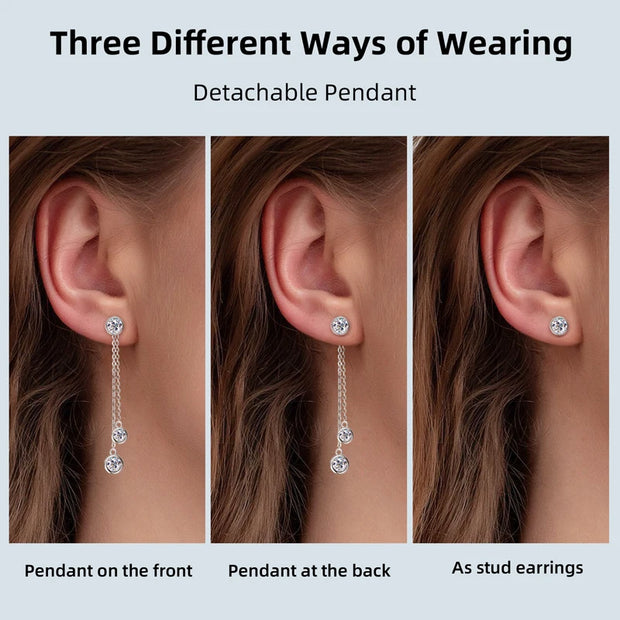 Sterling Silver Moissanite Tassel Stud Earrings