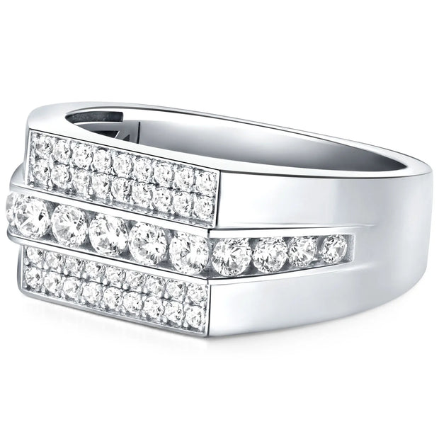 Newshe Full Moissanite Wedding Band for Men 925 Sterling Silver Engagement Rings Pave Brilliant Round Eternity Promise Ring