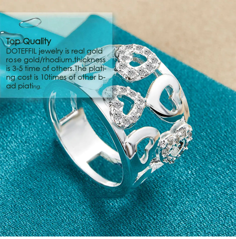 925 Sterling Silver Heart AAAAA Zircon Ring