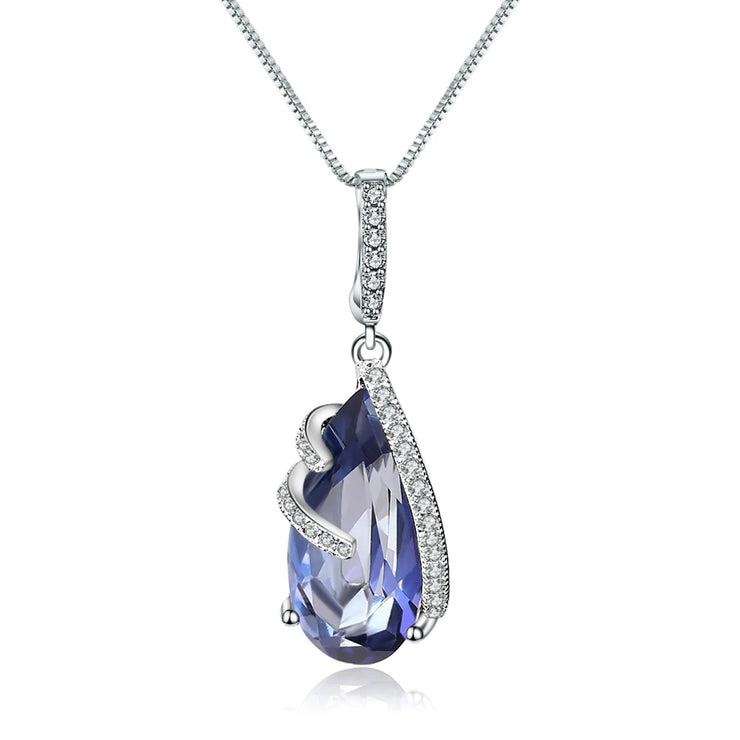 GEM'S BALLET 17.8Ct Natural Iolite Blue Mystic Quartz 925 Sterling Silver Vintage Necklaces & Pendants For Women Fine Jewelry