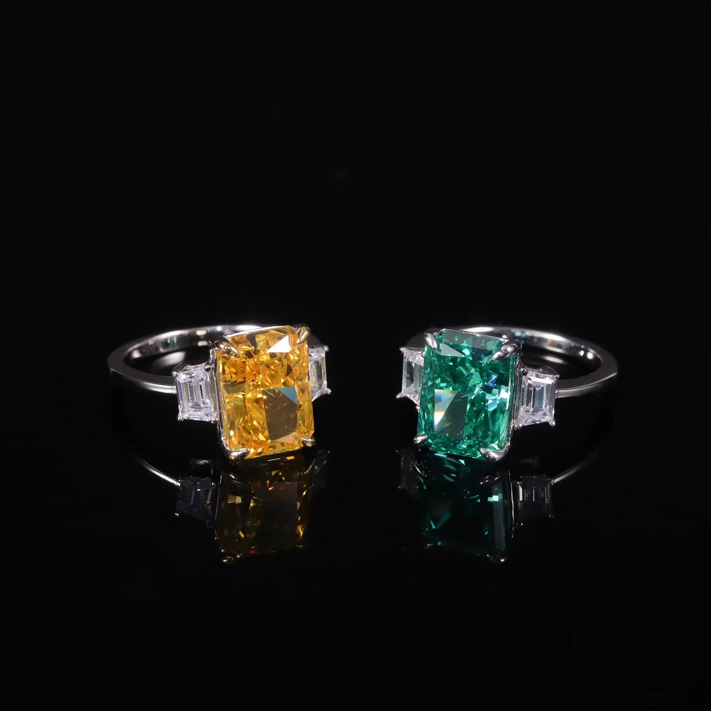 GEM'S BALLET 925 Sterling Silver Handmade Cocktail Ring Diamond-fire CZ- Fancy Vivid Yellow Gemstone Engagement Rings