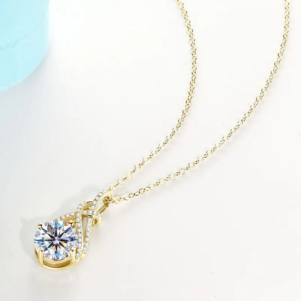 RAPRGOLD 2ct Moissanite Waterdrop Pendant Necklace