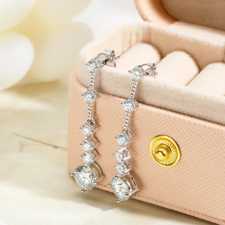 FEOBUR 3CT Moissanite Drop Earrings - 925 Silver