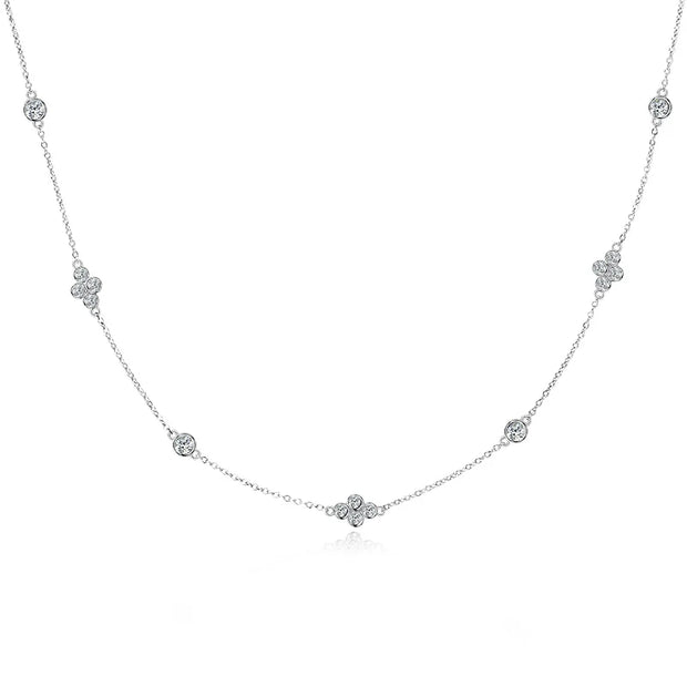 RAPRGOLD Moissanite Pendant Choker Necklaces Collar 925 Sterling Silver Clavicle Chain Necklace For Women Jewellry Wedding Gifts