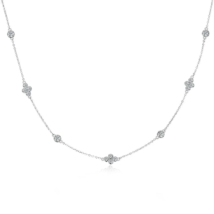 RAPRGOLD Moissanite Pendant Choker Necklaces Collar 925 Sterling Silver Clavicle Chain Necklace For Women Jewellry Wedding Gifts