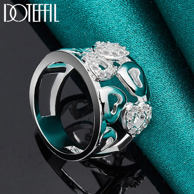 DOTEFFIL 925 Sterling Silver Heart Zircon Ring – Timeless Elegance