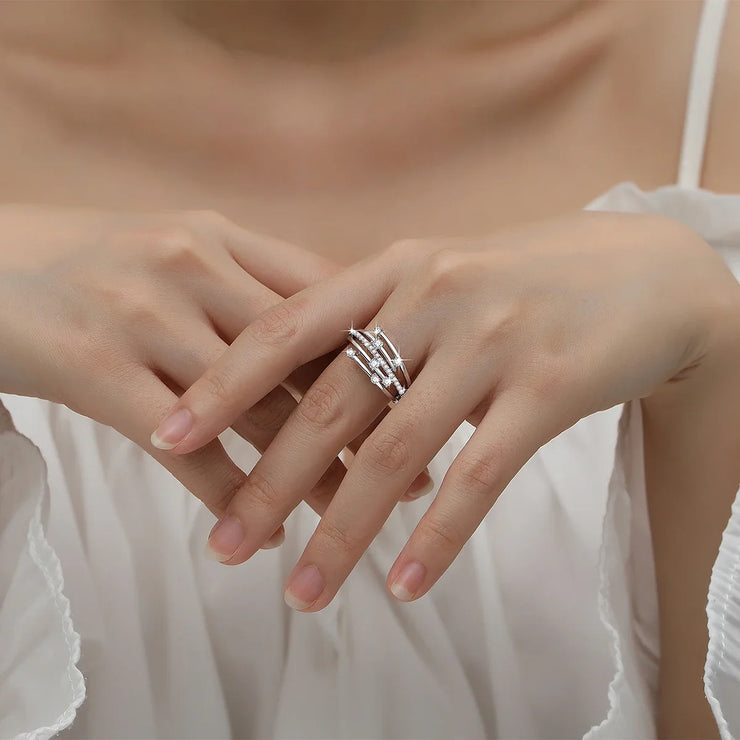 Szjinao Brand Trendy  Moissanite Ring Eternity Wedding Band Solid 925 Silver Rings For Women Jewelry Engagement Gift Dropship