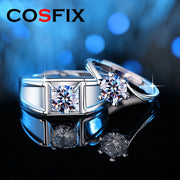 COSFIX 2023 Moissanite Diamond Rings For Couple 1ct Round Cut Women Moissanite Diamond Ring Wedding Moissanite Rings For Men