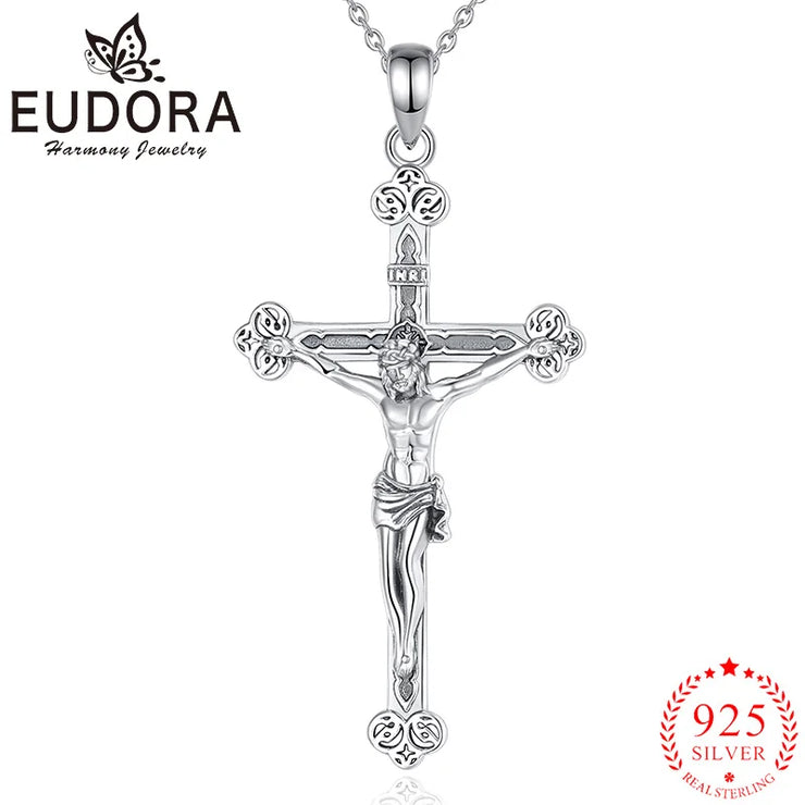 Eudora 925 Sterling Silver Jesus Pendant Necklace