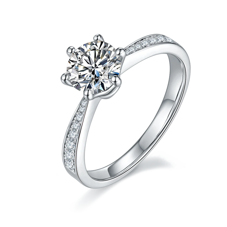 GEM'S BALLET Gold & Silver Moissanite Engagement Ring